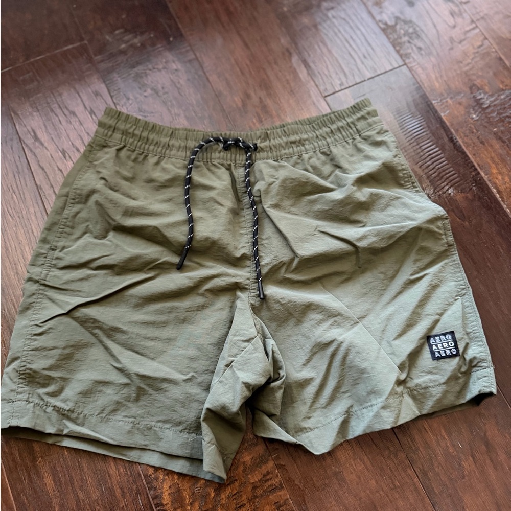 Aero Active Olive Green Drawstring Shorts